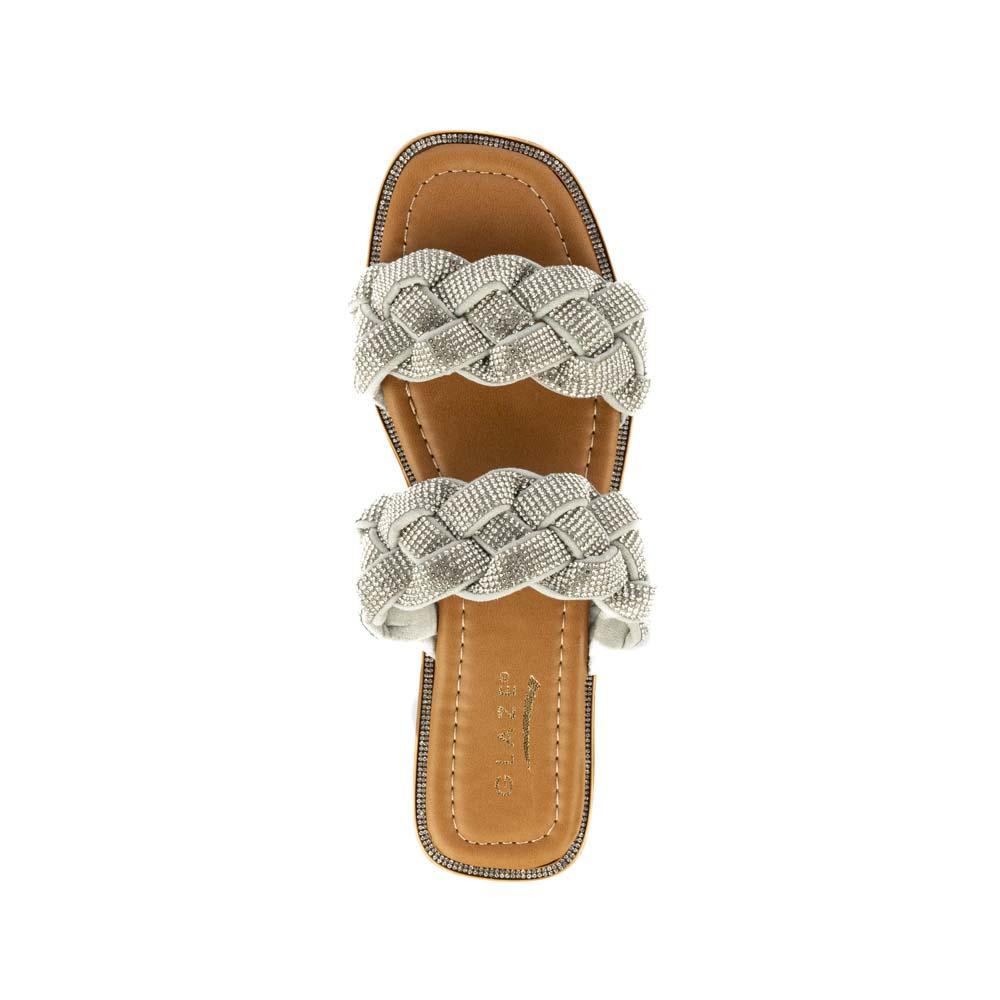Foto 5 pulgar | Sandalia Tiras Flat Brillo Suela Para Mujer Walki Samara Plateado