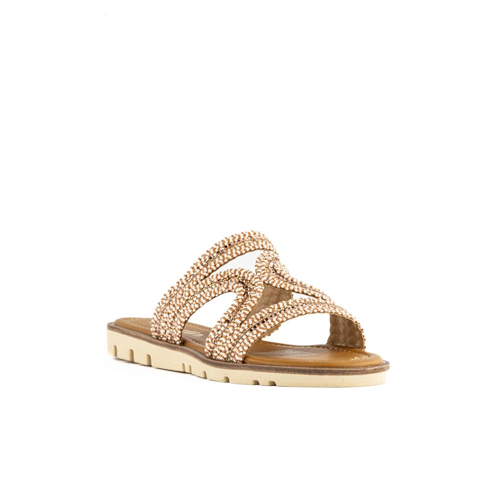 Sandalia Tiras Flat Casual Boho Para Mujer Walki Clara Dorado
