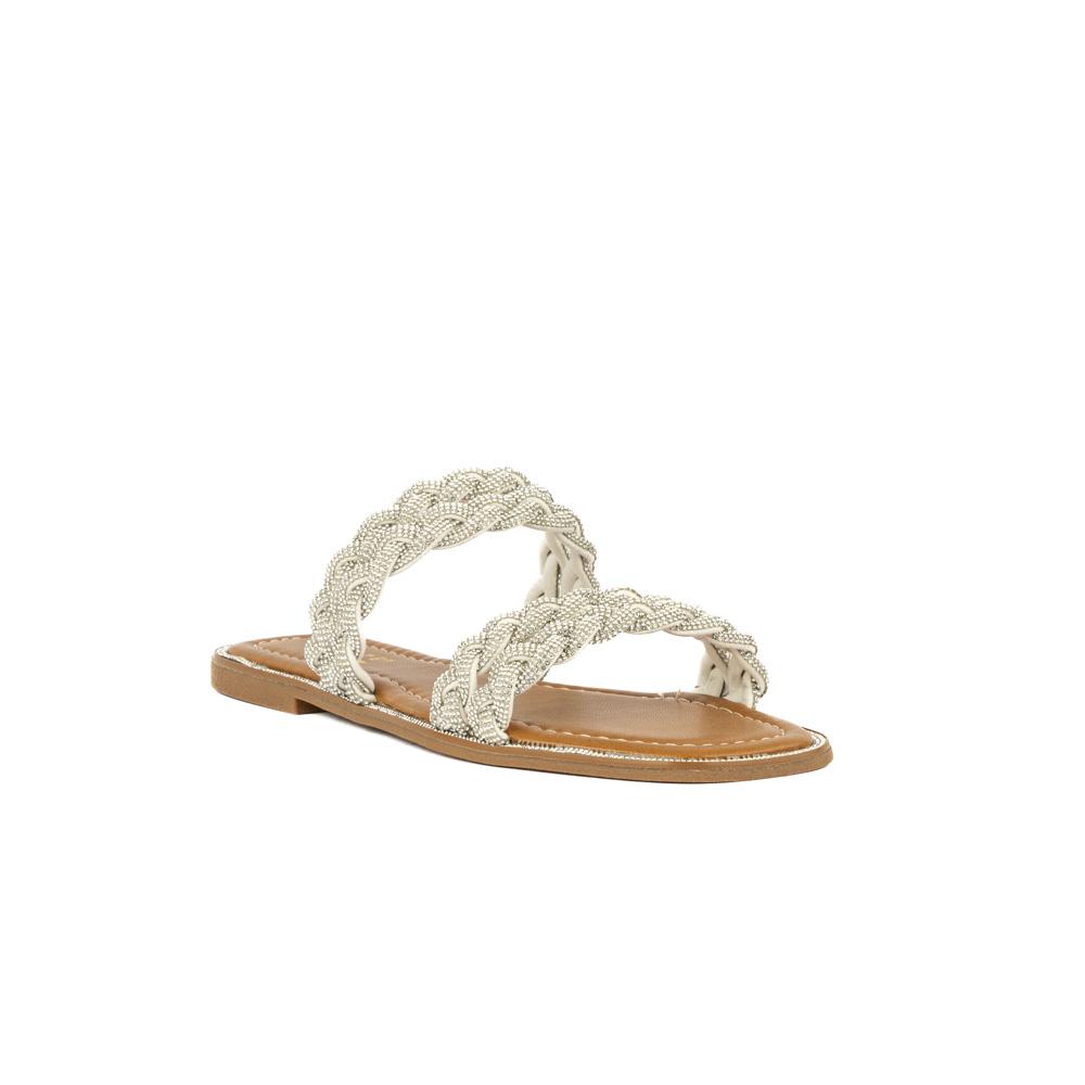 Foto 4 pulgar | Sandalia Tiras Flat Brillo Suela Para Mujer Walki Esther Plateado