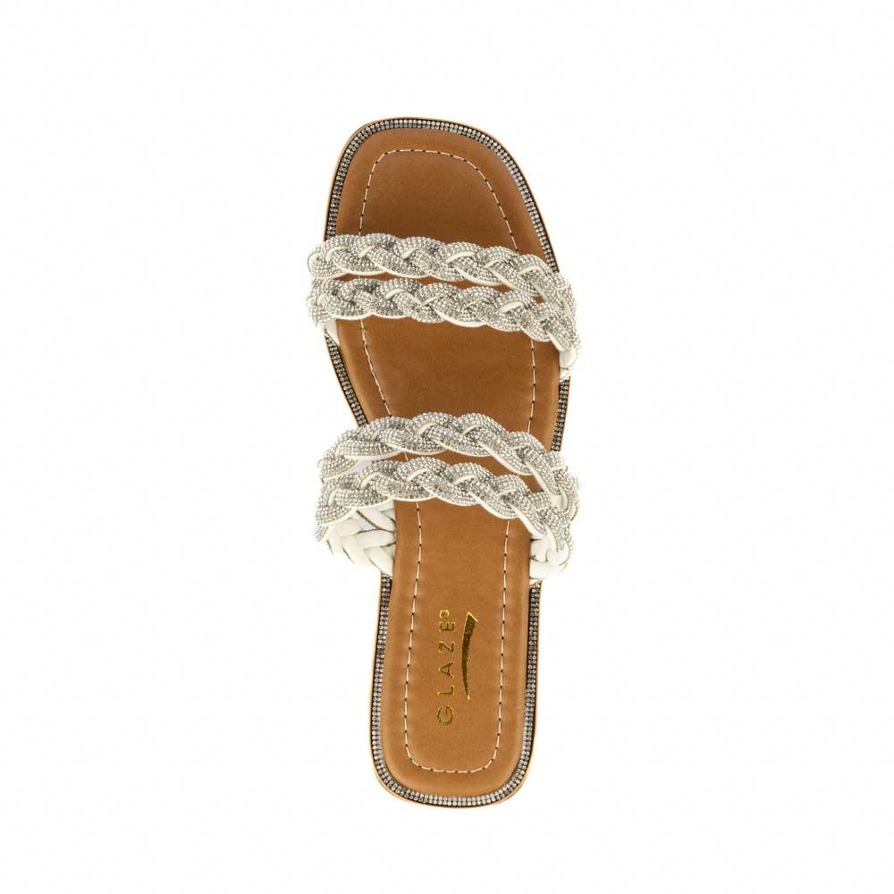 Foto 5 pulgar | Sandalia Tiras Flat Brillo Suela Para Mujer Walki Esther Plateado