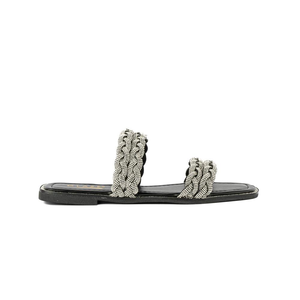 Foto 1 | Sandalia Tiras Flat Brillo Suela Para Mujer Walki Esther Negro
