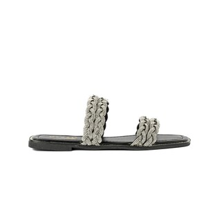 Foto 1 | Sandalia Tiras Flat Brillo Suela Para Mujer Walki Esther Negro