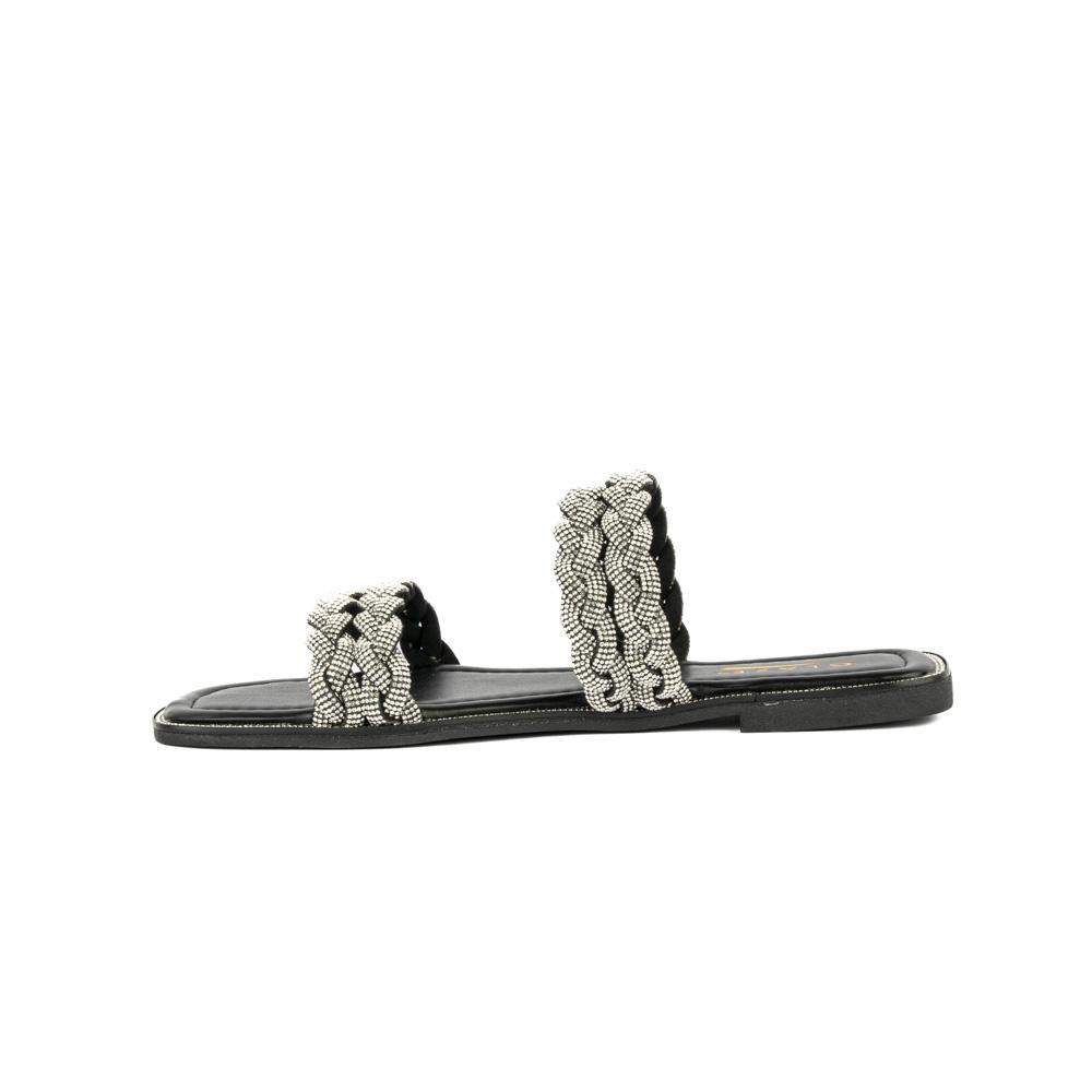 Foto 3 | Sandalia Tiras Flat Brillo Suela Para Mujer Walki Esther Negro