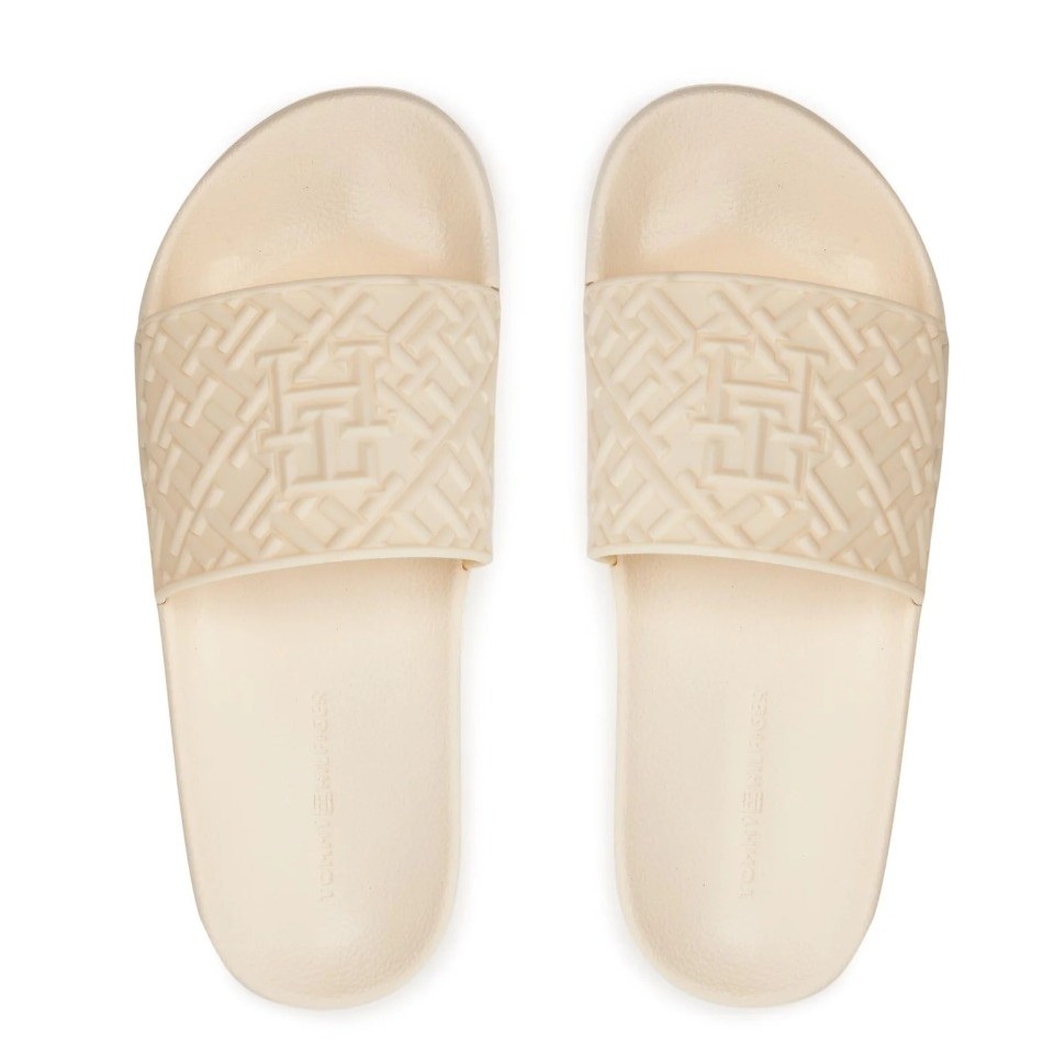 Foto 5 pulgar | Chanclas Tommy Hilfiger Sandalias Monograma Beige Moda De Mujer Original