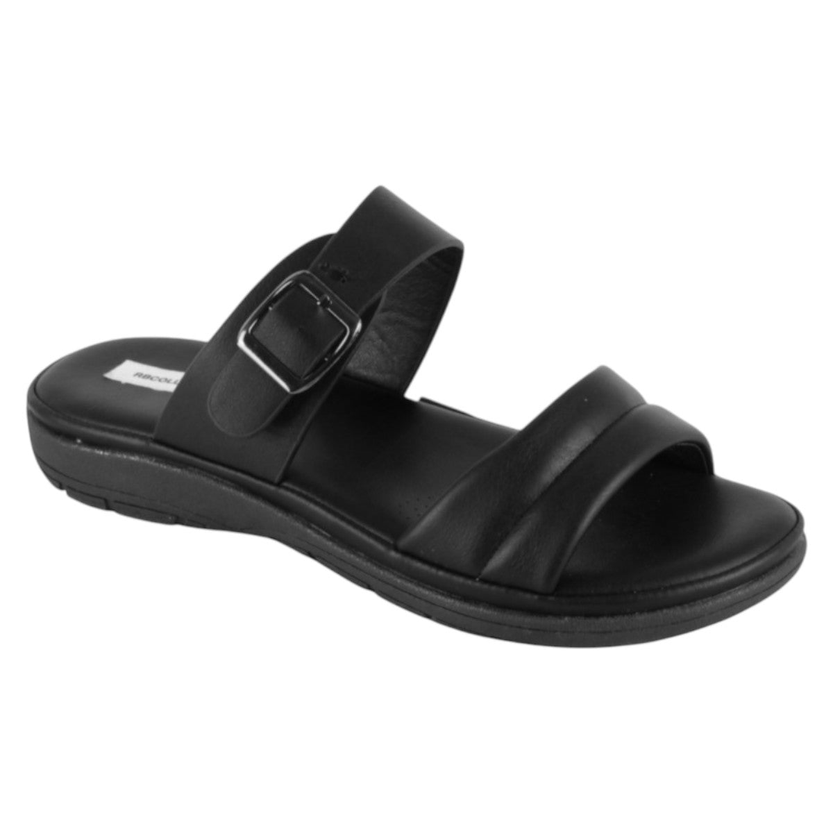 Sandalias De Piso Exterior Piel Vegana Color Negro Para Mujer De Rbcollection