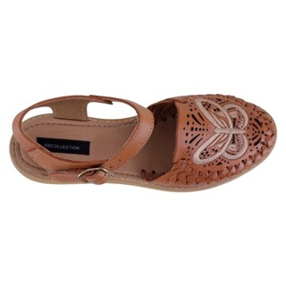 Foto 3 | Sandalias De Piso Exterior Piel Color Café Para Mujer De Rbcollection