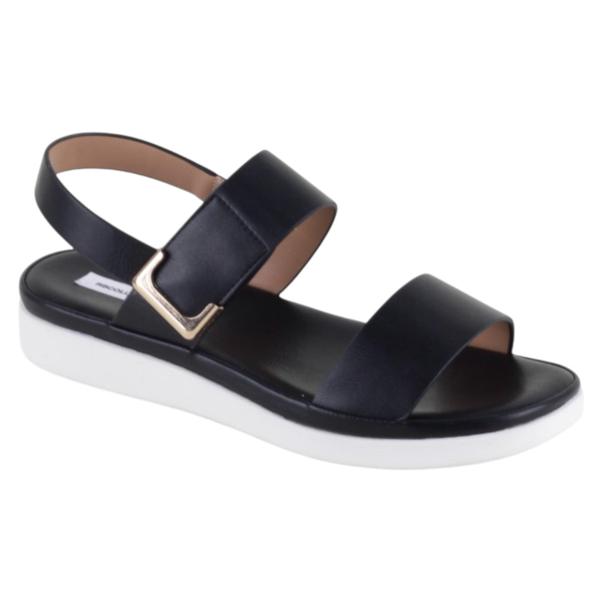 Sandalias De Piso Exterior Piel Vegana Color Negro Para Mujer De Rbcollection