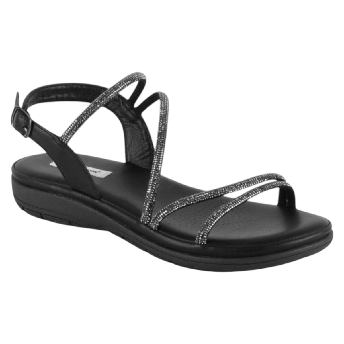Sandalias De Piso Exterior Piel Vegana Color Negro Para Mujer De Rbcollection