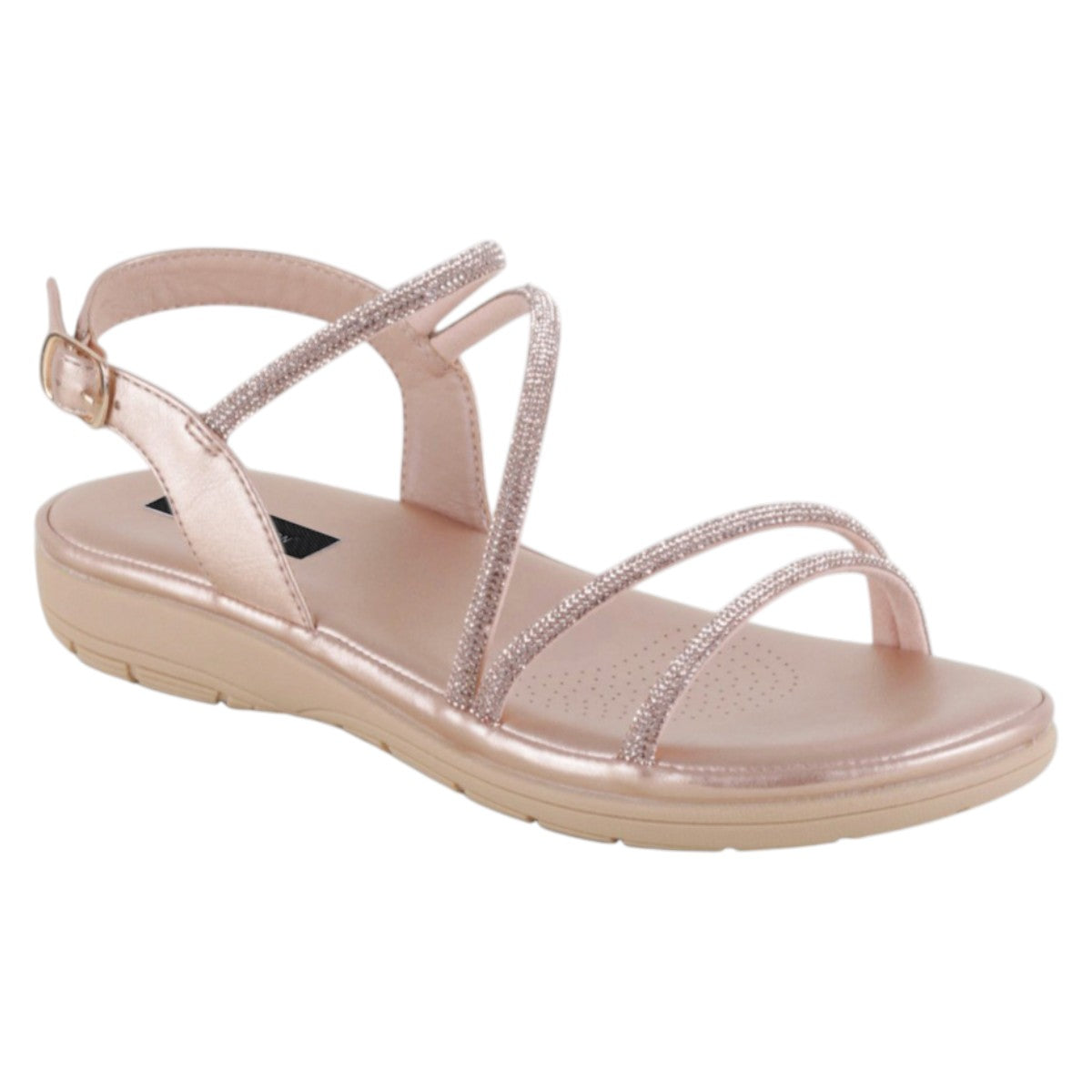 Sandalias De Piso Exterior Piel Vegana Color Dorado Para Mujer De Rbcollection