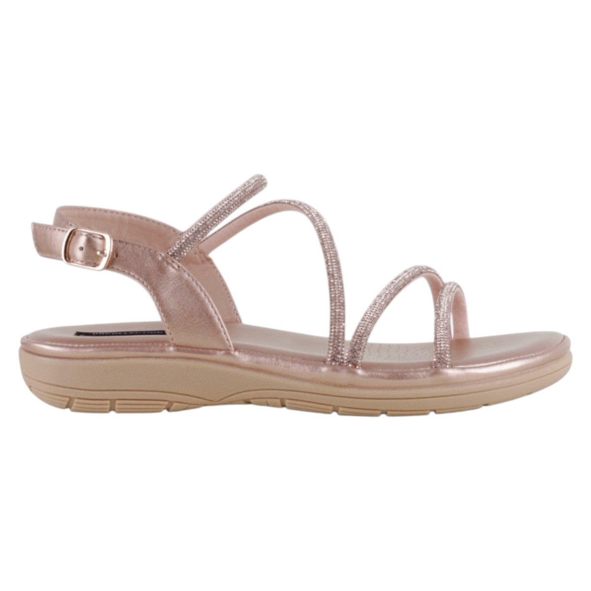 Foto 3 pulgar | Sandalias De Piso Exterior Piel Vegana Color Dorado Para Mujer De Rbcollection