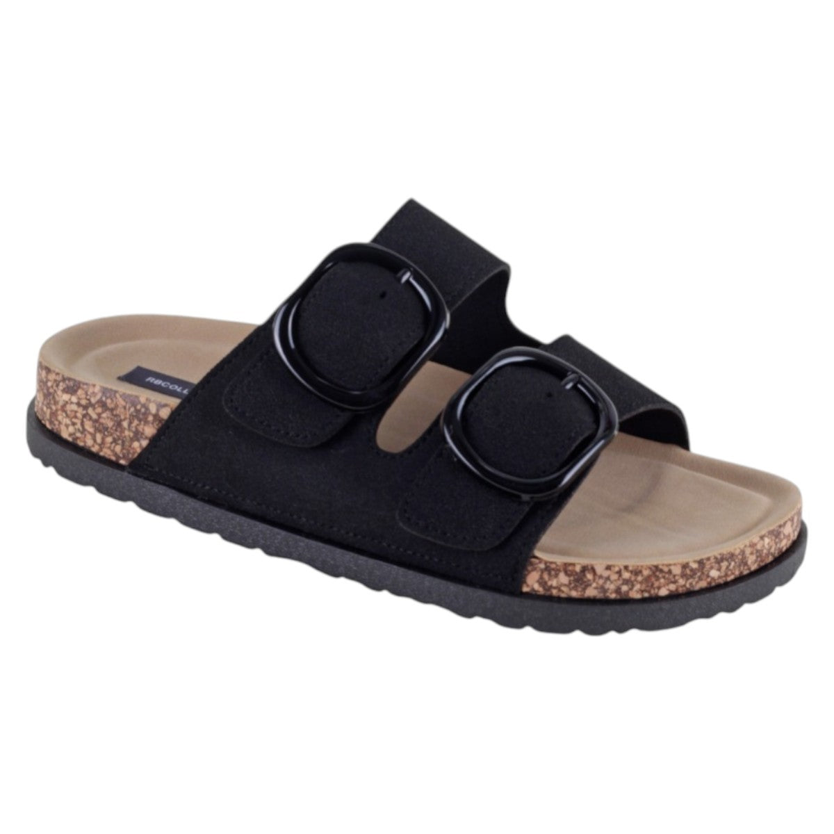 Sandalias De Piso Exterior Gamuza Color Negro Para Mujer De Rbcollection