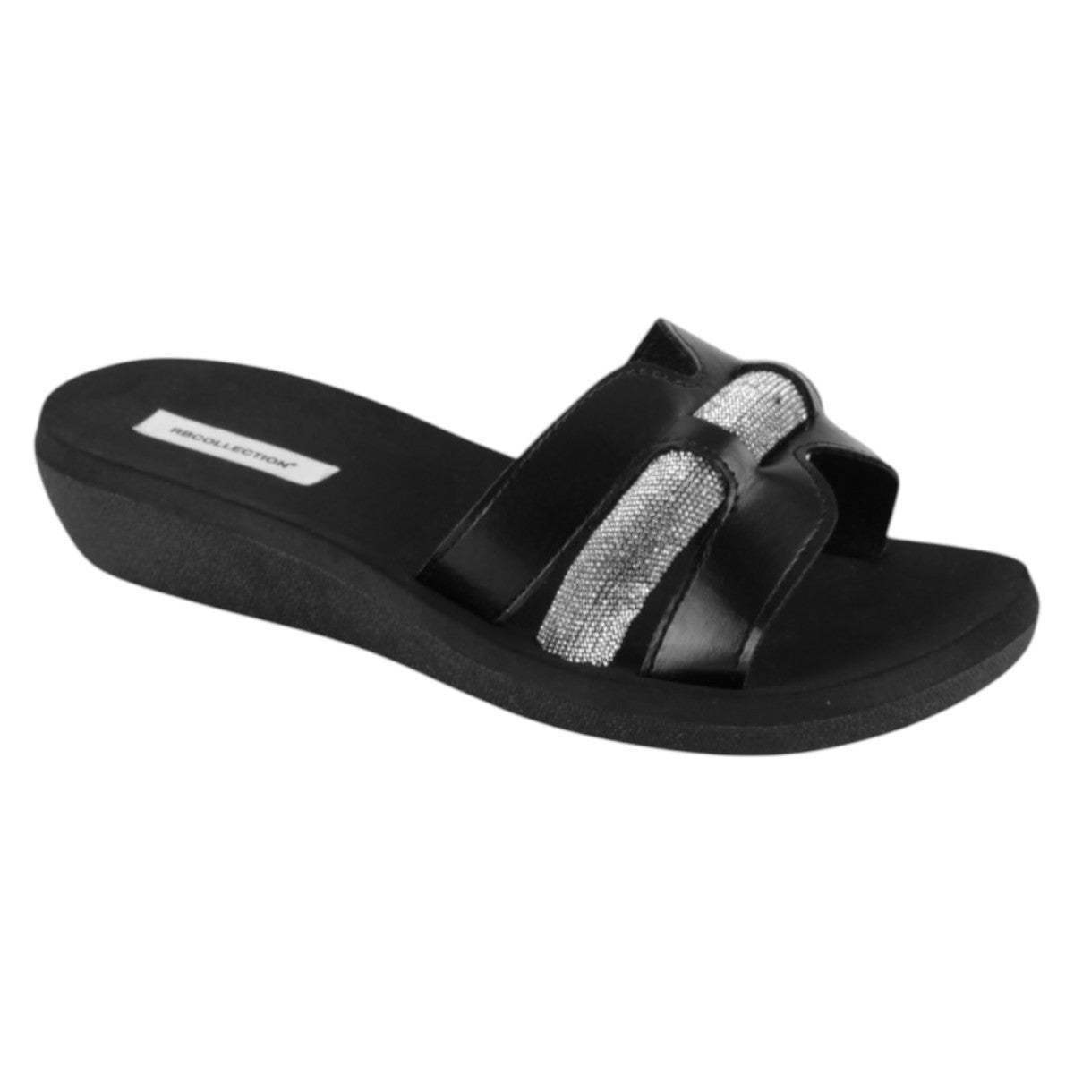 Sandalias De Piso Exterior Piel Vegana Color Negro Para Mujer De Rbcollection