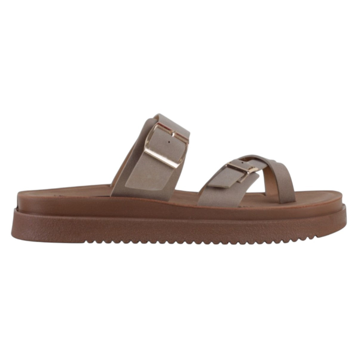 Foto 3 pulgar | Sandalias De Piso Exterior Piel Vegana Color Beige Para Mujer De Rbcollection