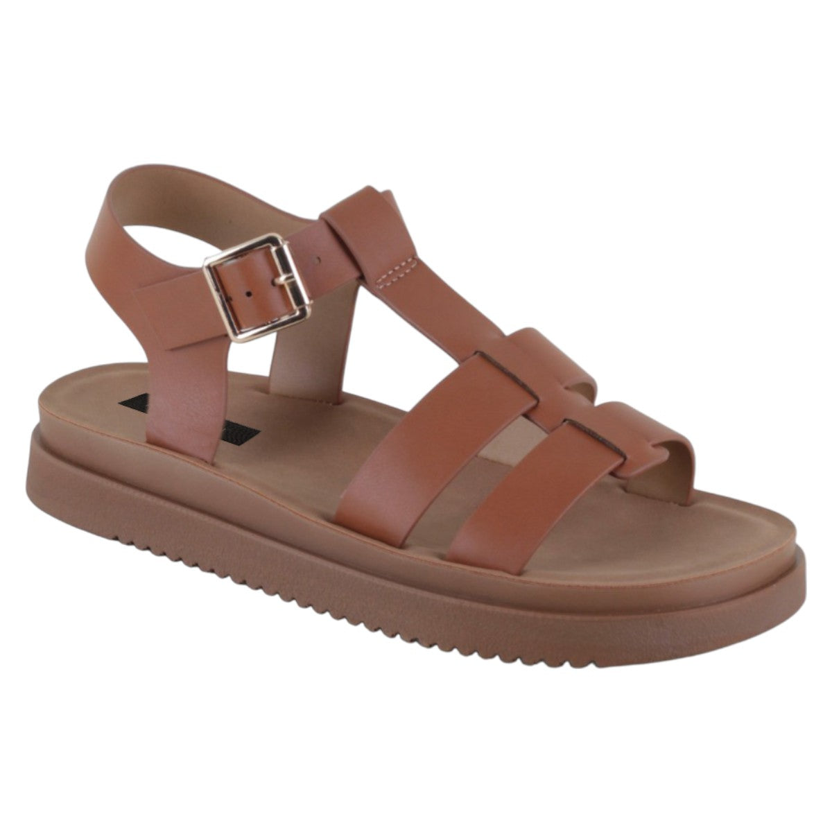 Sandalias De Piso Exterior Piel Vegana Color Café Para Mujer De Rbcollection