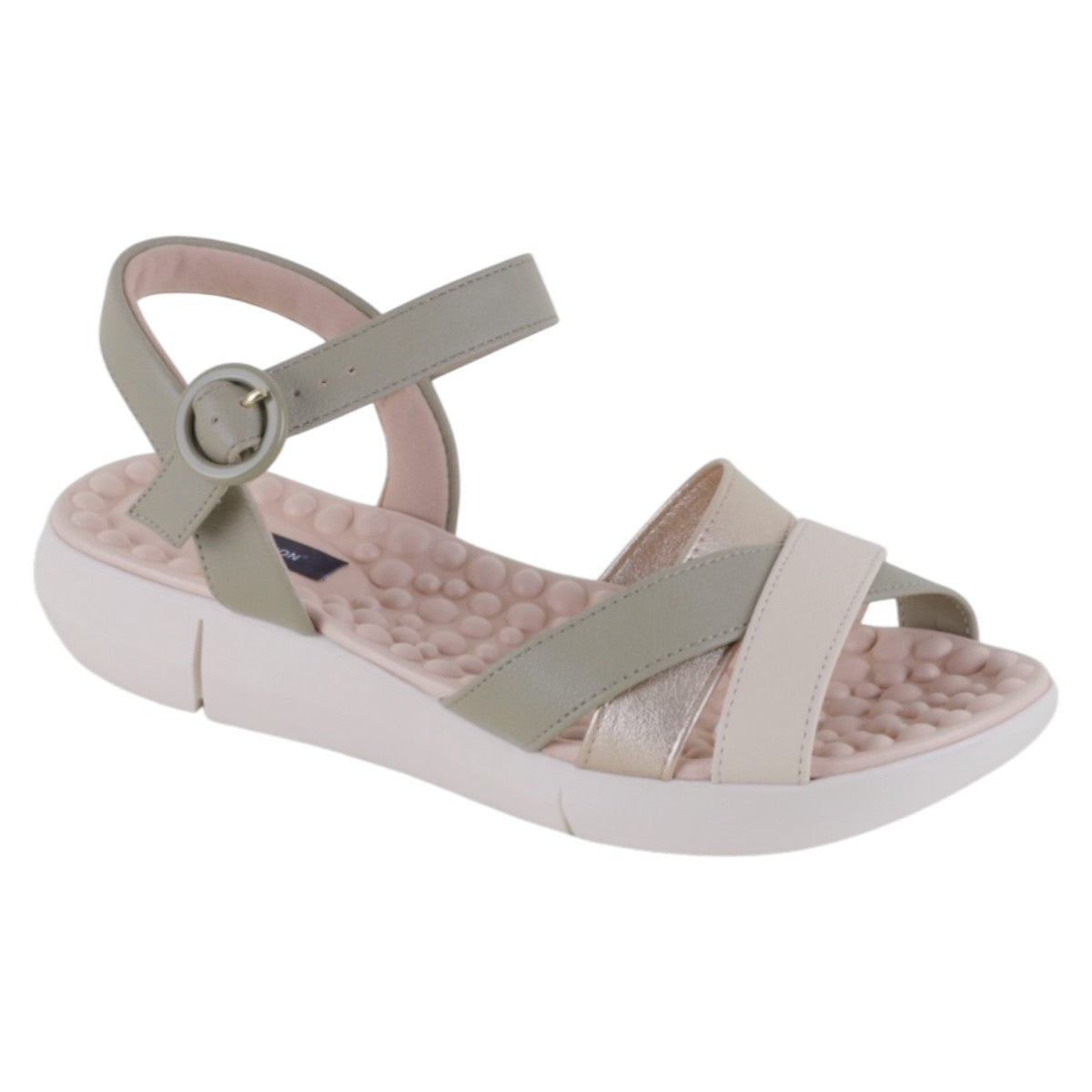 Sandalias De Piso Exterior Piel Vegana Color Beige Para Mujer De Rbcollection