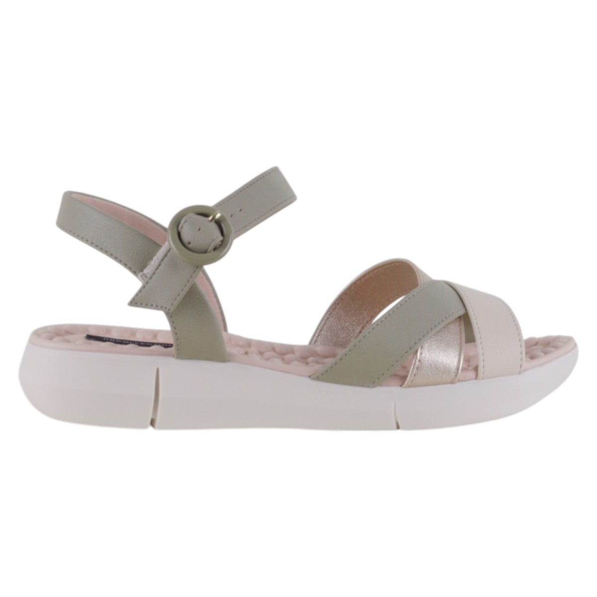 Foto 3 pulgar | Sandalias De Piso Exterior Piel Vegana Color Beige Para Mujer De Rbcollection