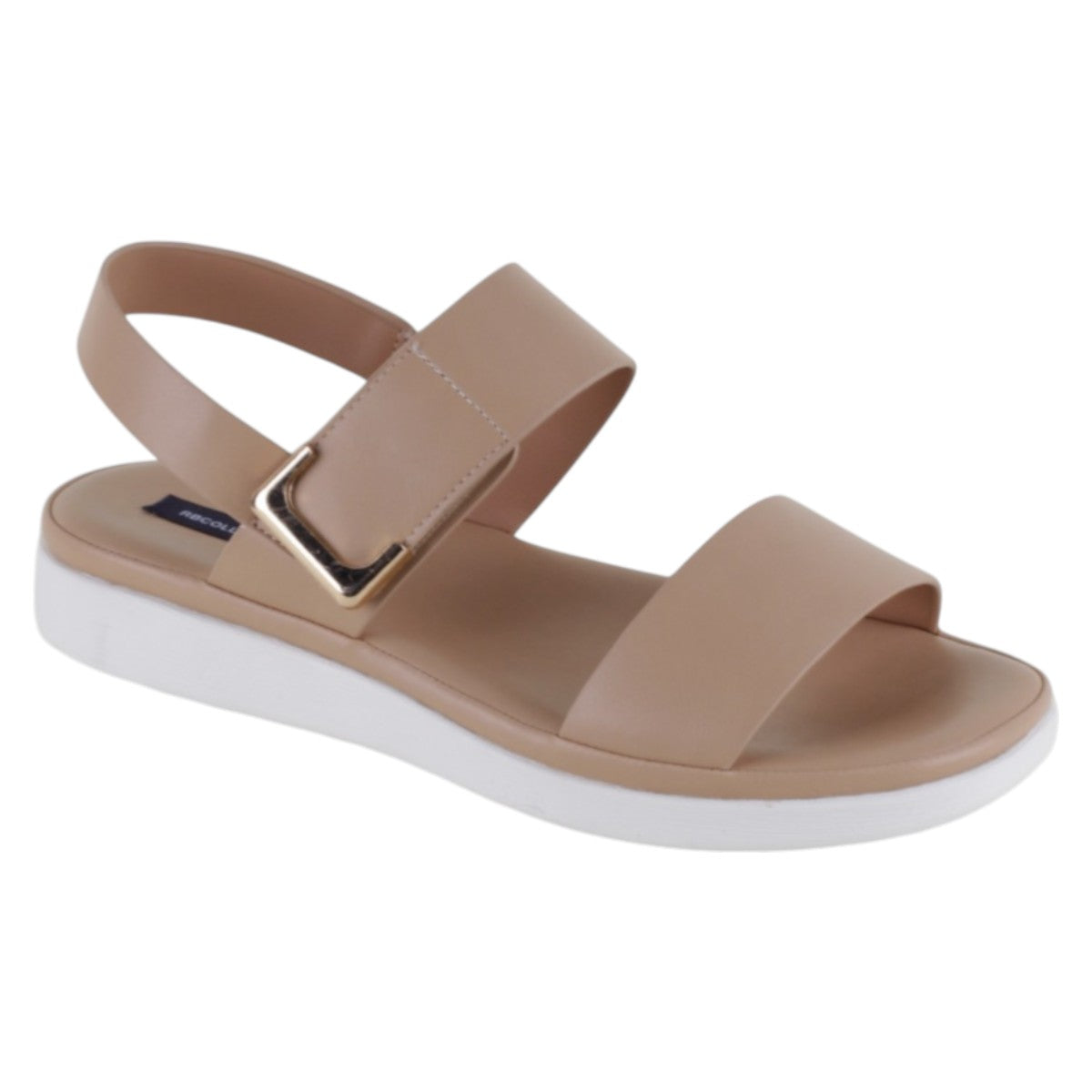 Sandalias De Piso Exterior Piel Vegana Color Beige Para Mujer De Rbcollection