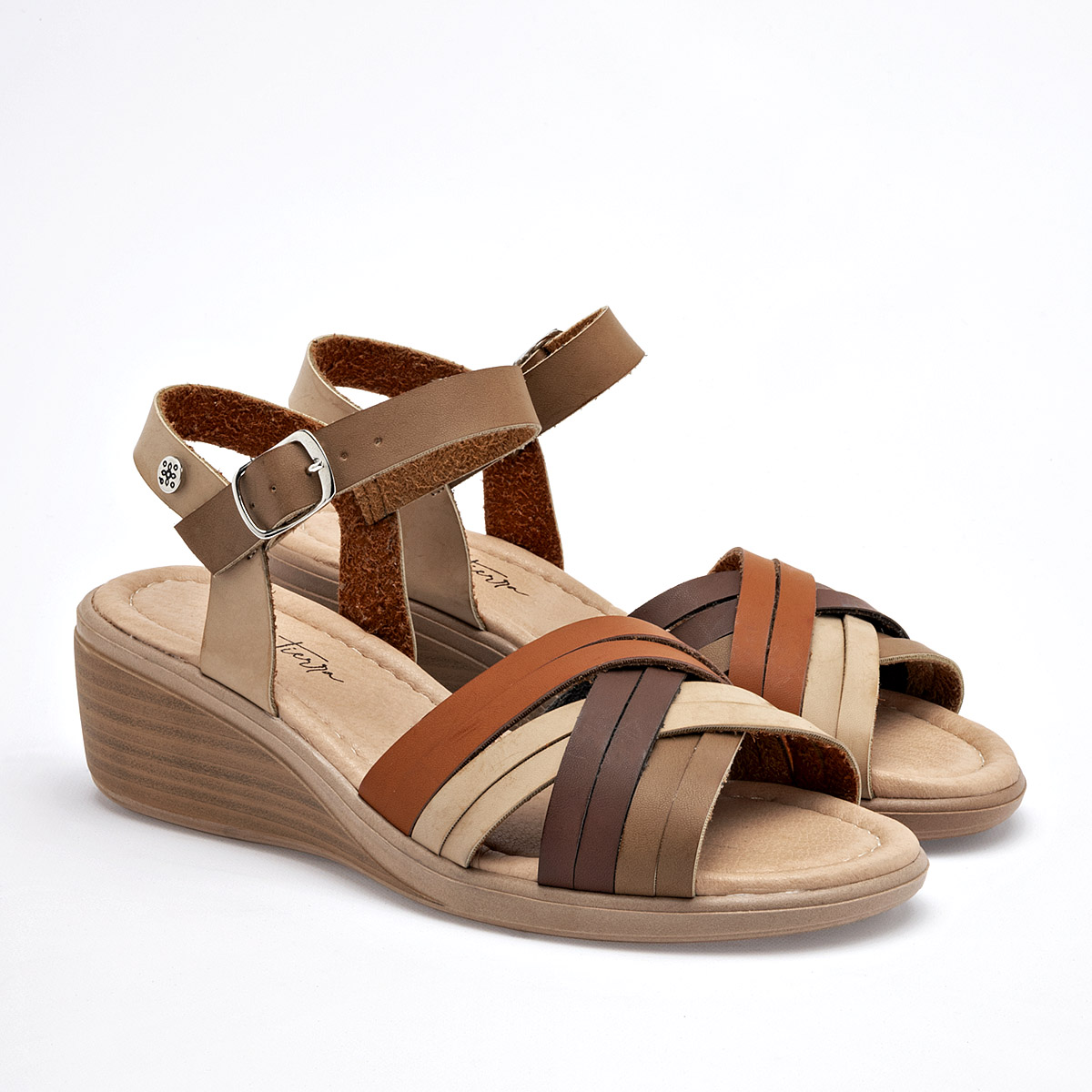 Foto 3 pulgar | Mora Tierra Sandalia Para Mujer Café Camel Beige