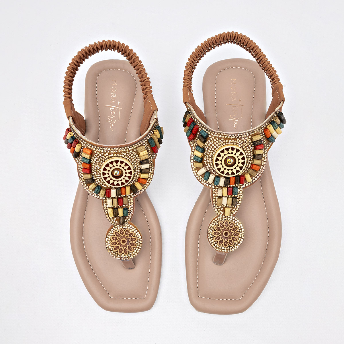 Foto 3 | Mora Tierra Sandalia Para Mujer Camel Multicolor
