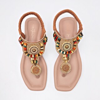 Foto 3 | Mora Tierra Sandalia Para Mujer Camel Multicolor
