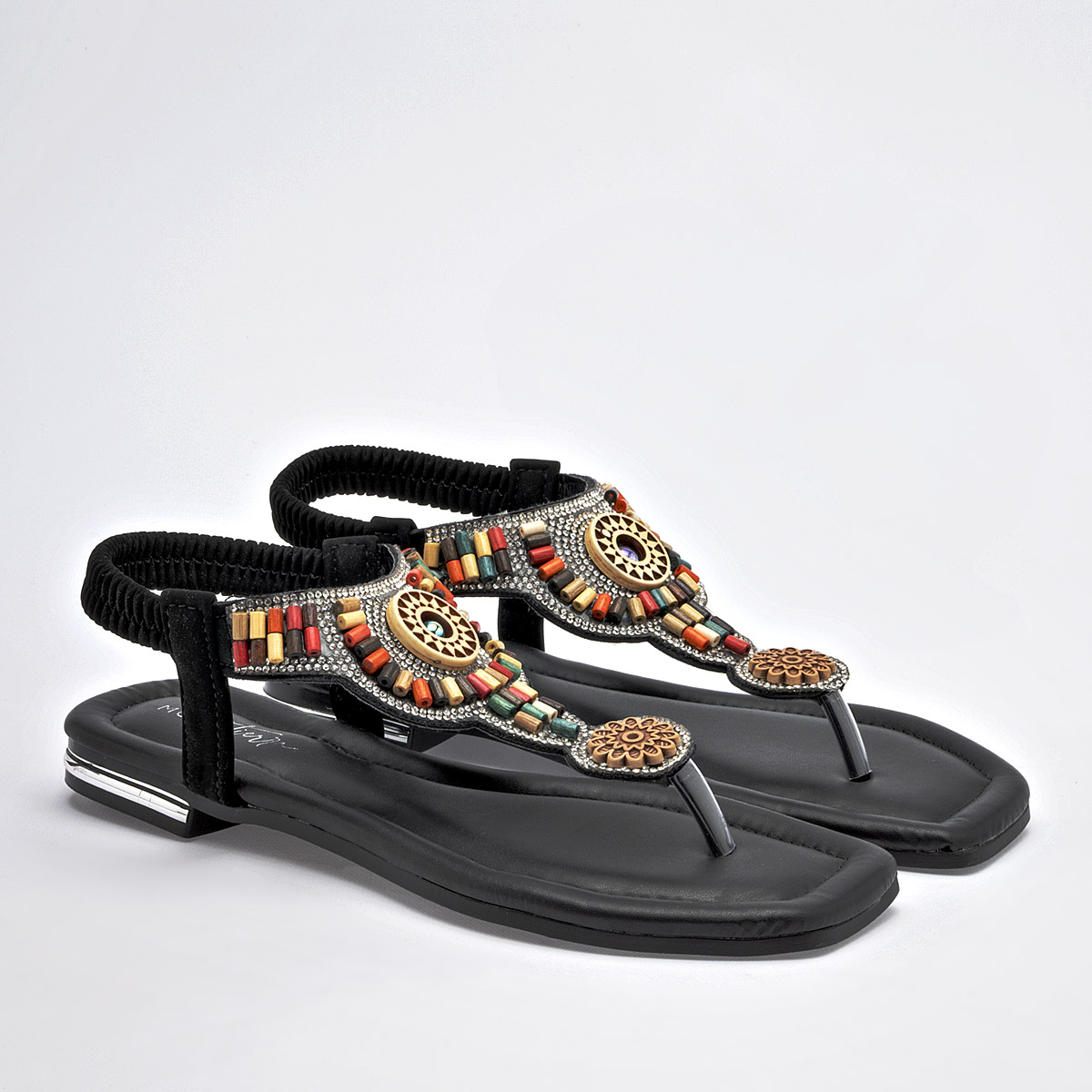 Foto 3 pulgar | Mora Tierra Sandalia Para Mujer Negro Multicolor