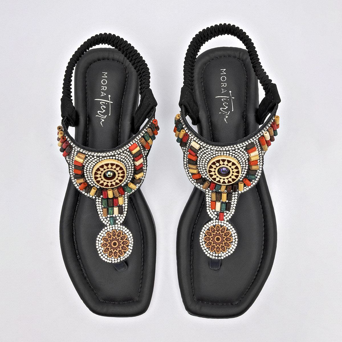 Foto 4 pulgar | Mora Tierra Sandalia Para Mujer Negro Multicolor