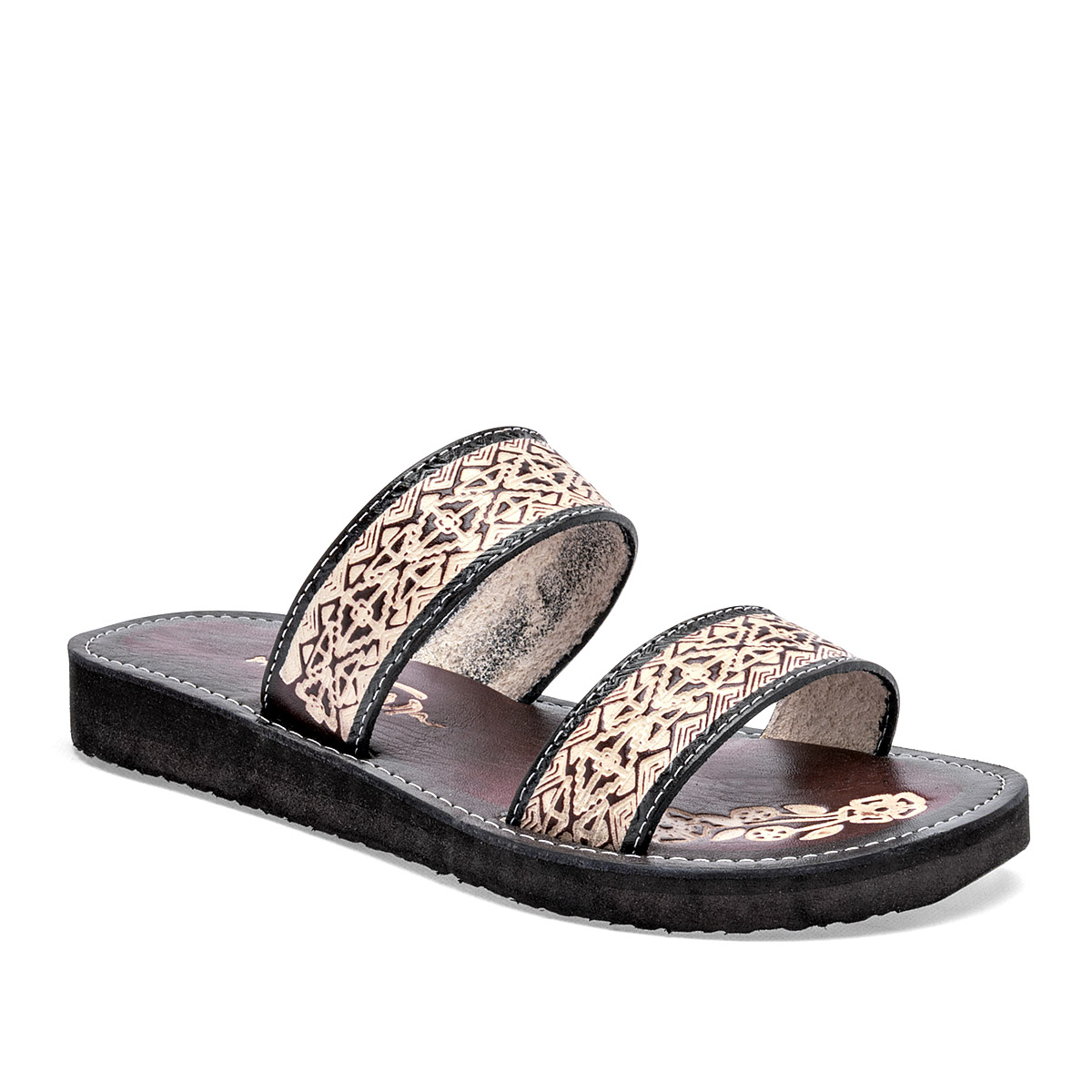 Mora Tierra Sandalia Para Mujer Beige Café Negro