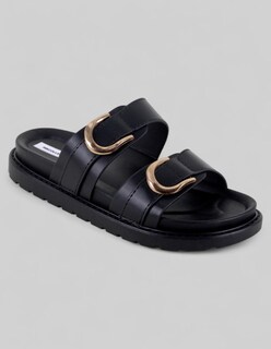Foto 1 | Sandalias De Piso Exterior Piel Vegana Color Negro Para Mujer De Rbcollection