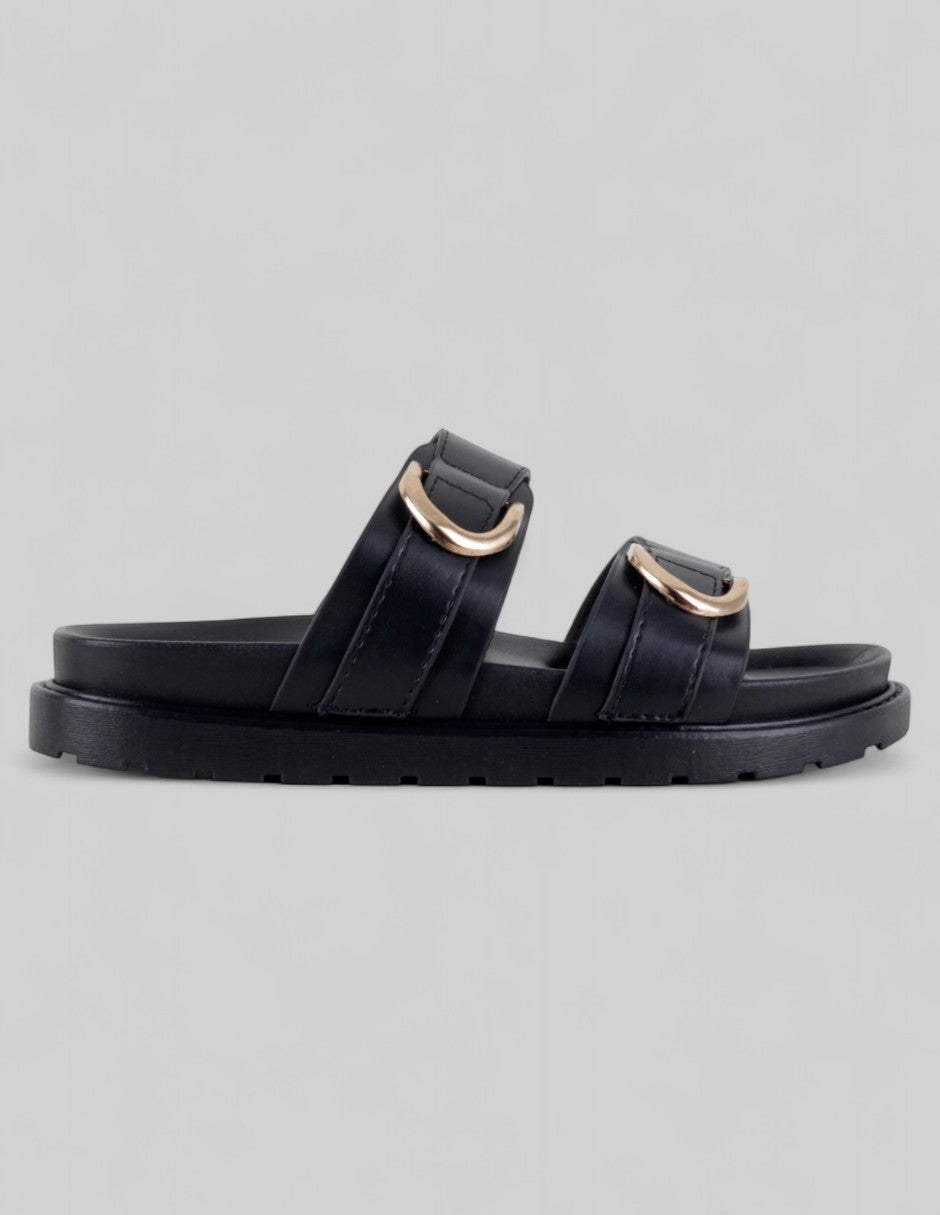Foto 3 pulgar | Sandalias De Piso Exterior Piel Vegana Color Negro Para Mujer De Rbcollection