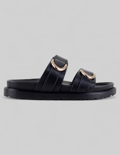 Foto 2 | Sandalias De Piso Exterior Piel Vegana Color Negro Para Mujer De Rbcollection