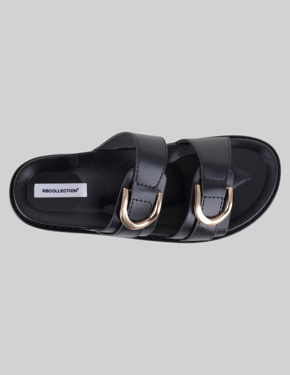 Foto 4 pulgar | Sandalias De Piso Exterior Piel Vegana Color Negro Para Mujer De Rbcollection