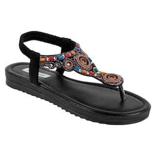 Foto 1 | Sandalias De Piso Exterior Sintético Color Negro Para Mujer De Rbbasics