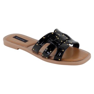 Foto 1 | Sandalias De Piso Exterior Charol Color Negro Para Mujer De Rbcollection