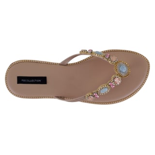 Foto 3 | Sandalias De Piso Exterior Sintético Color Dorado Para Mujer De Rbbasics