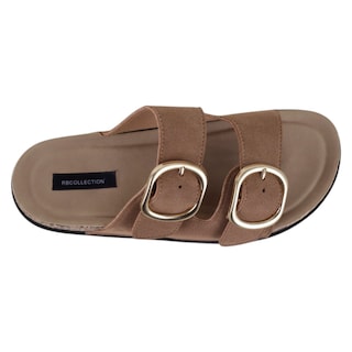Foto 3 | Sandalias De Piso Exterior Gamuza Sintética Color Café Para Mujer De Rbcollection