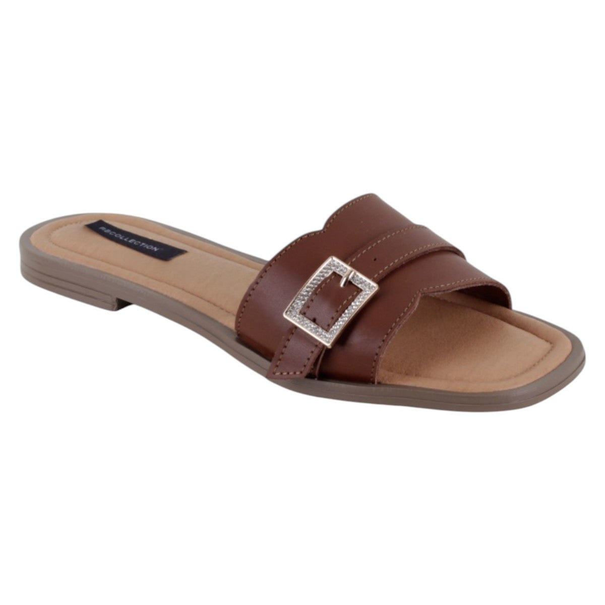 Foto 1 | Sandalias De Piso Exterior Piel Vegana Color Café Para Mujer De Rbbasics