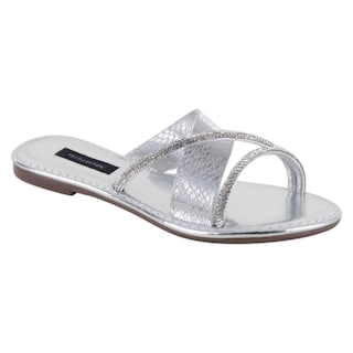 Foto 1 | Sandalias De Piso Exterior Sintético Color Plata Para Mujer De Rbbasics