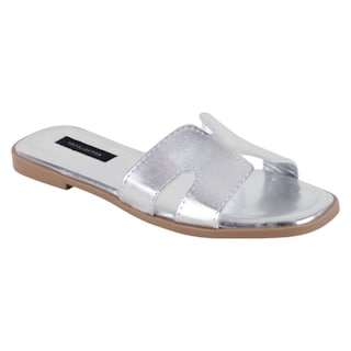 Foto 1 | Sandalias De Piso Exterior Sintético Color Plata Para Mujer De Rbbasics