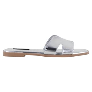 Foto 2 | Sandalias De Piso Exterior Sintético Color Plata Para Mujer De Rbbasics