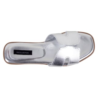 Foto 3 | Sandalias De Piso Exterior Sintético Color Plata Para Mujer De Rbbasics