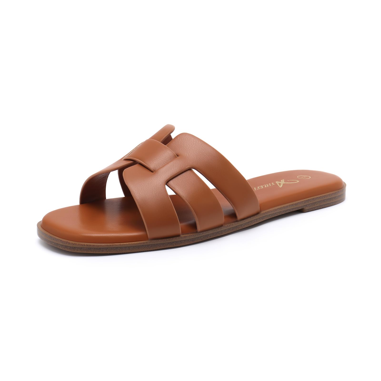 Foto 2 pulgar | Sandalias Athlefit De Cuero Marrón Cuadradas Con Punta Abierta Para Mujer 37 - Venta Internacional.