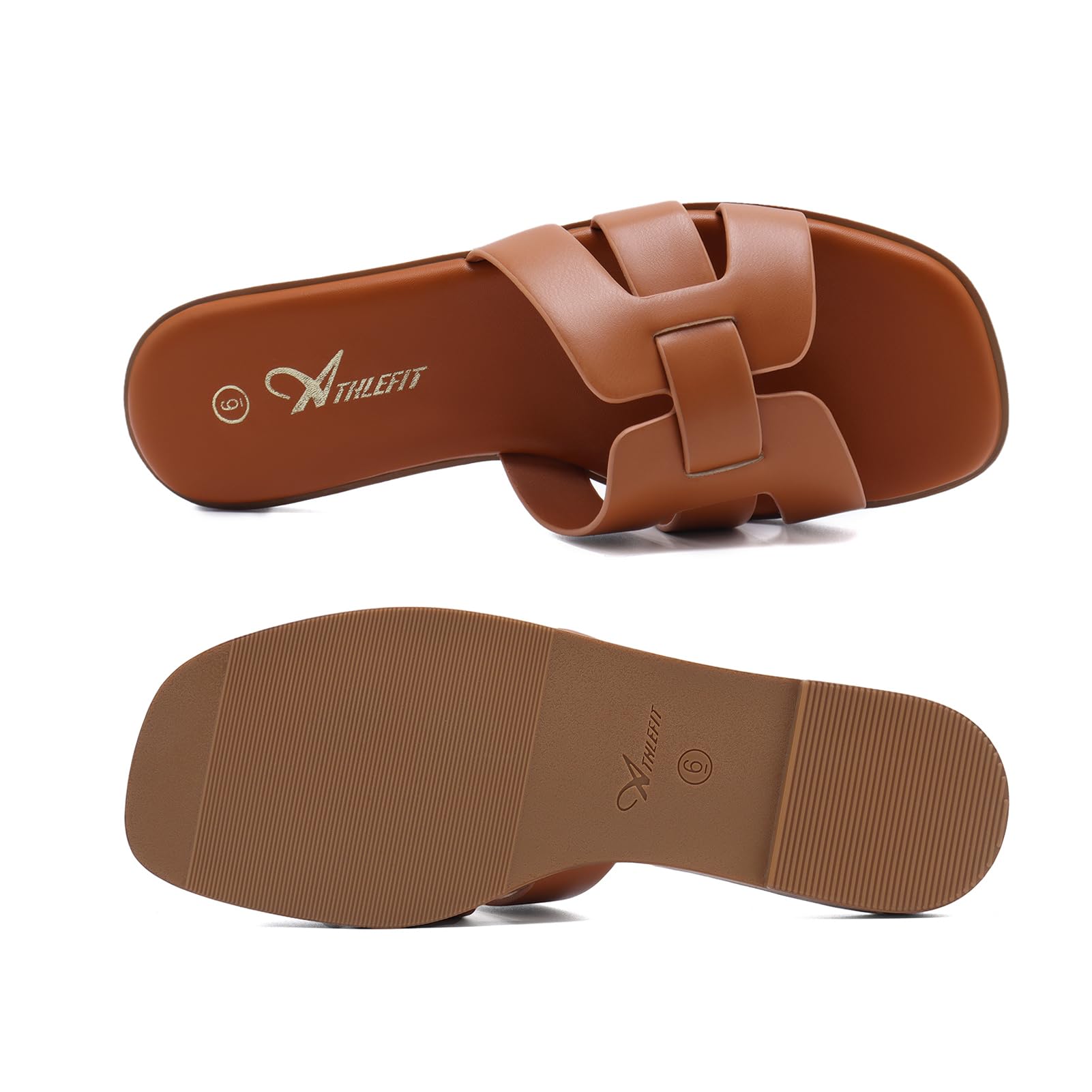 Foto 3 | Sandalias Athlefit De Cuero Marrón Cuadradas Con Punta Abierta Para Mujer 37 - Venta Internacional.