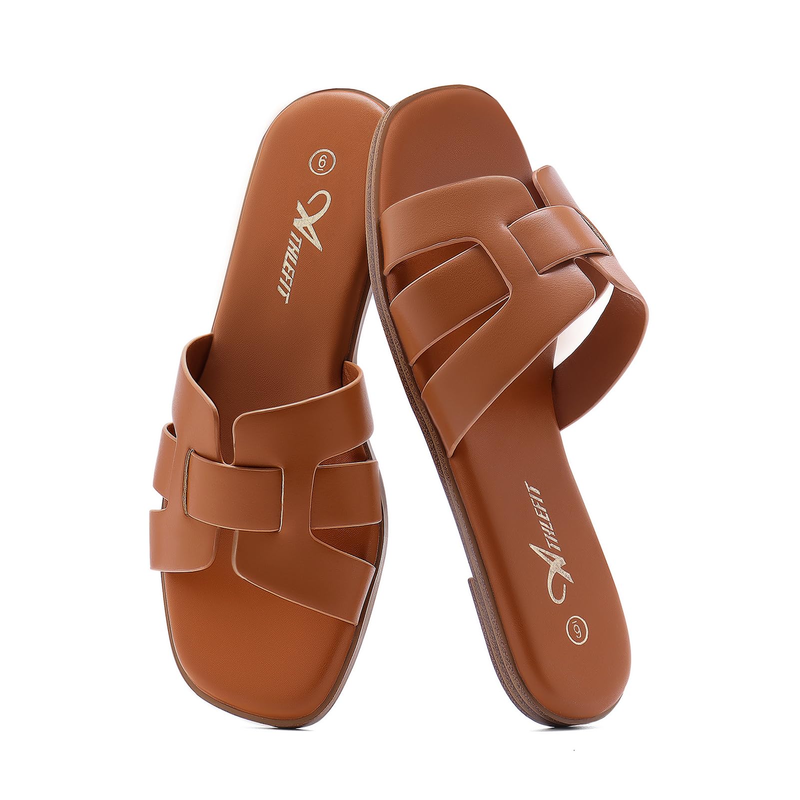 Foto 5 | Sandalias Athlefit De Cuero Marrón Cuadradas Con Punta Abierta Para Mujer 37 - Venta Internacional.