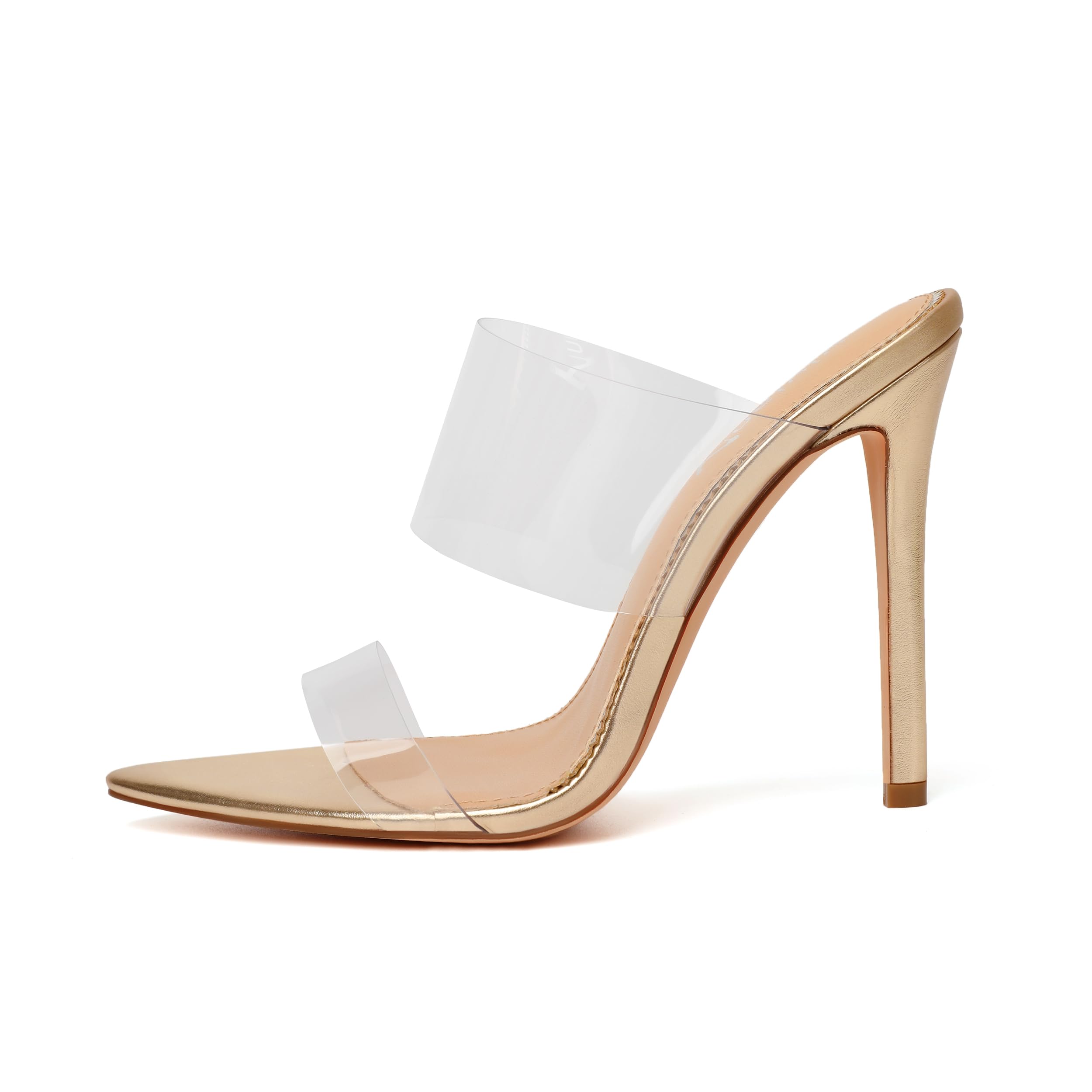 Foto 2 | Sandalias Vívidamente Transparentes Con Tacón Puntiagudo Y Tacón De Aguja Para Mujer - Venta Internacional.