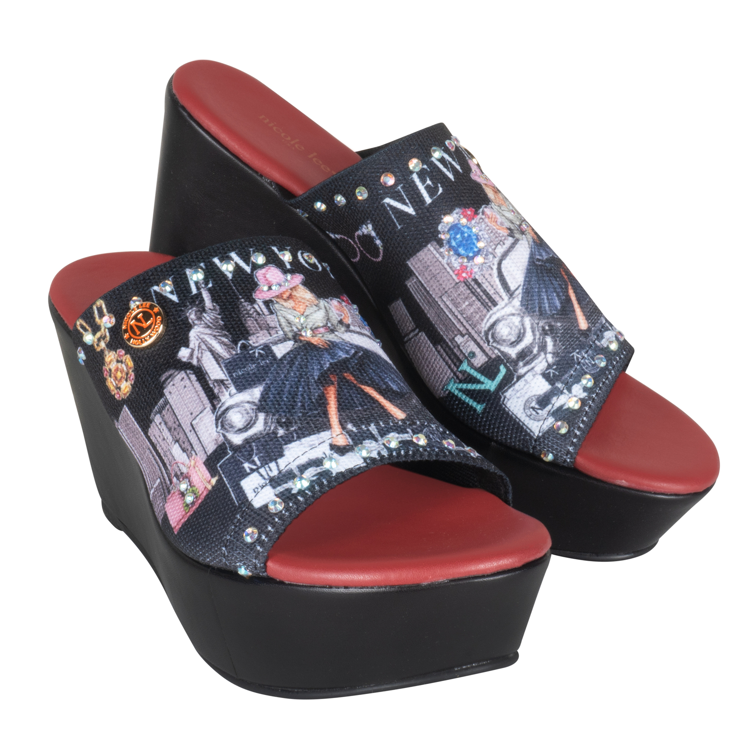 Sandalias Marca Nicole Lee De Tela Con Plataforma S New York Talla 8