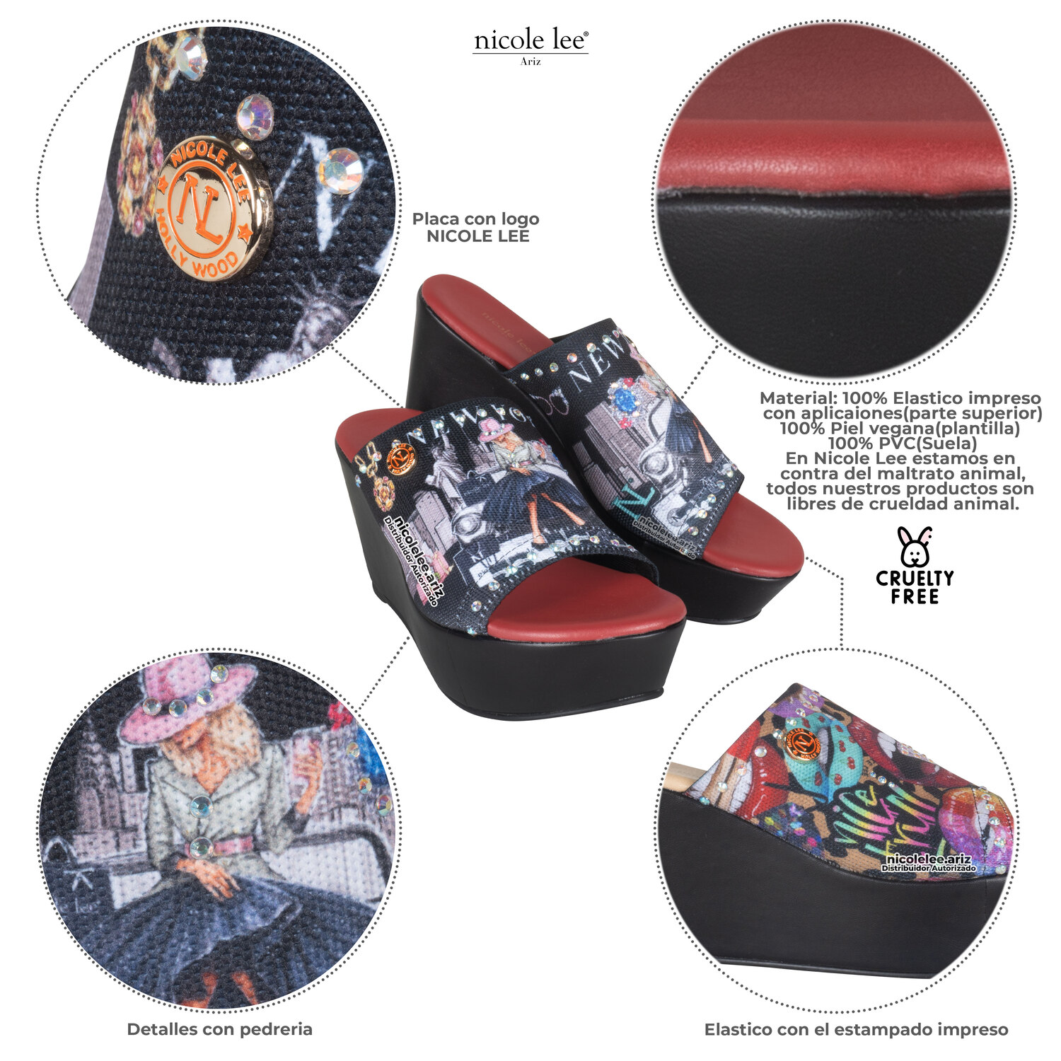 Foto 2 | Sandalias Marca Nicole Lee De Tela Con Plataforma S New York Talla 8