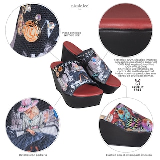 Foto 2 | Sandalias Marca Nicole Lee De Tela Con Plataforma S New York Talla 8