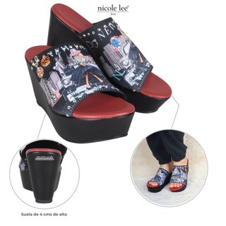 Foto 3 | Sandalias Marca Nicole Lee De Tela Con Plataforma S New York Talla 8