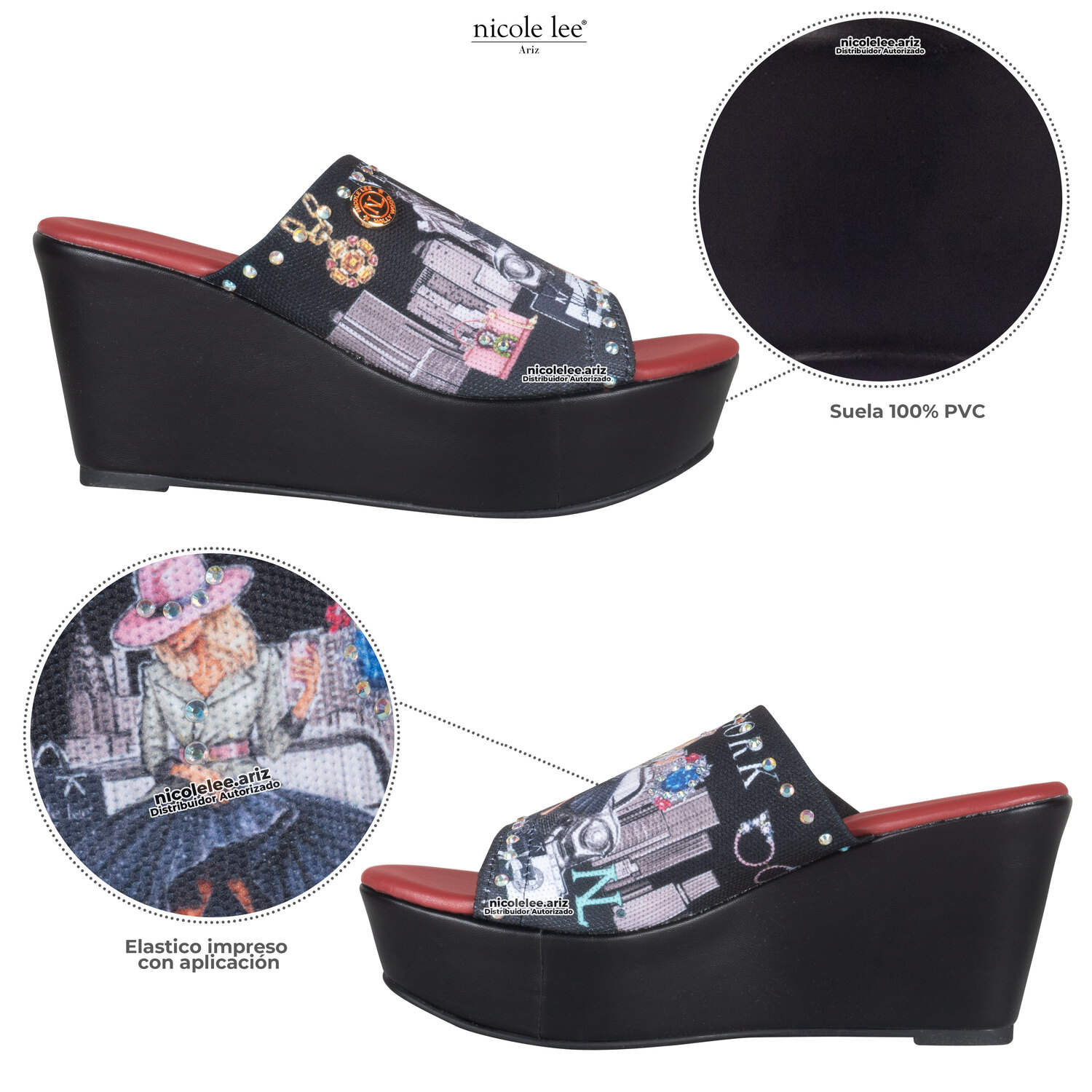 Foto 4 | Sandalias Marca Nicole Lee De Tela Con Plataforma S New York Talla 8