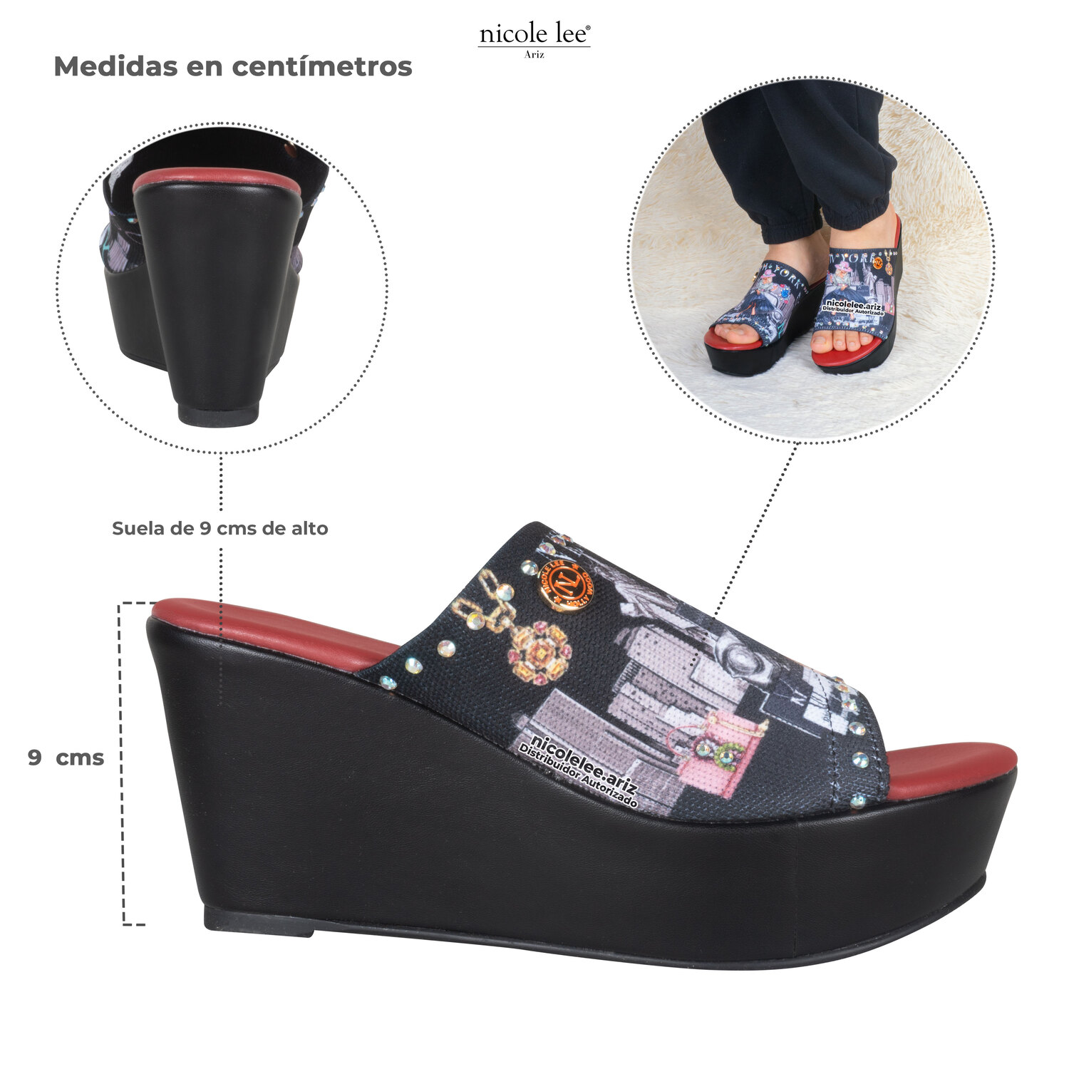 Foto 5 | Sandalias Marca Nicole Lee De Tela Con Plataforma S New York Talla 8